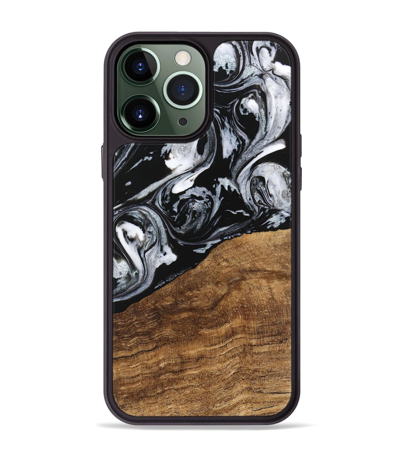 iPhone 13 Pro Max Wood Phone Case - Damari (Black & White, 746428)