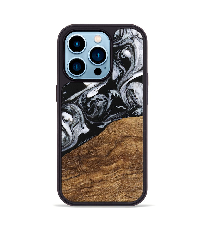 iPhone 14 Pro Wood Phone Case - Damari (Black & White, 746428)