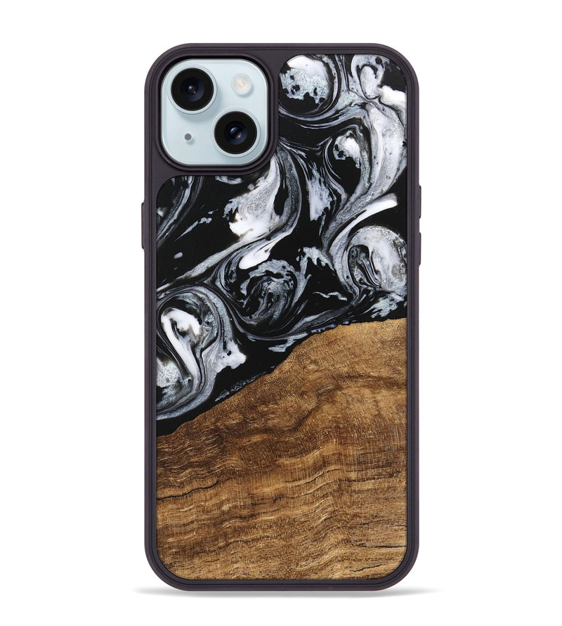 iPhone 15 Plus Wood Phone Case - Damari (Black & White, 746428)