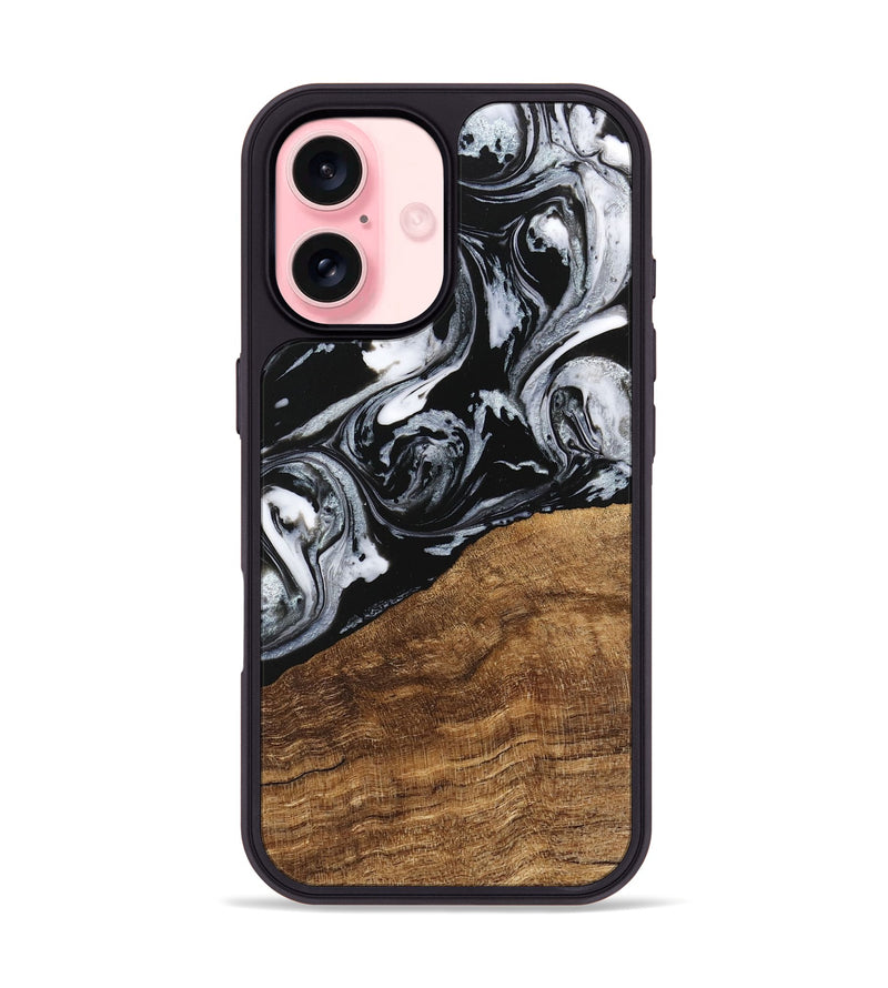 iPhone 16 Wood Phone Case - Damari (Black & White, 746428)