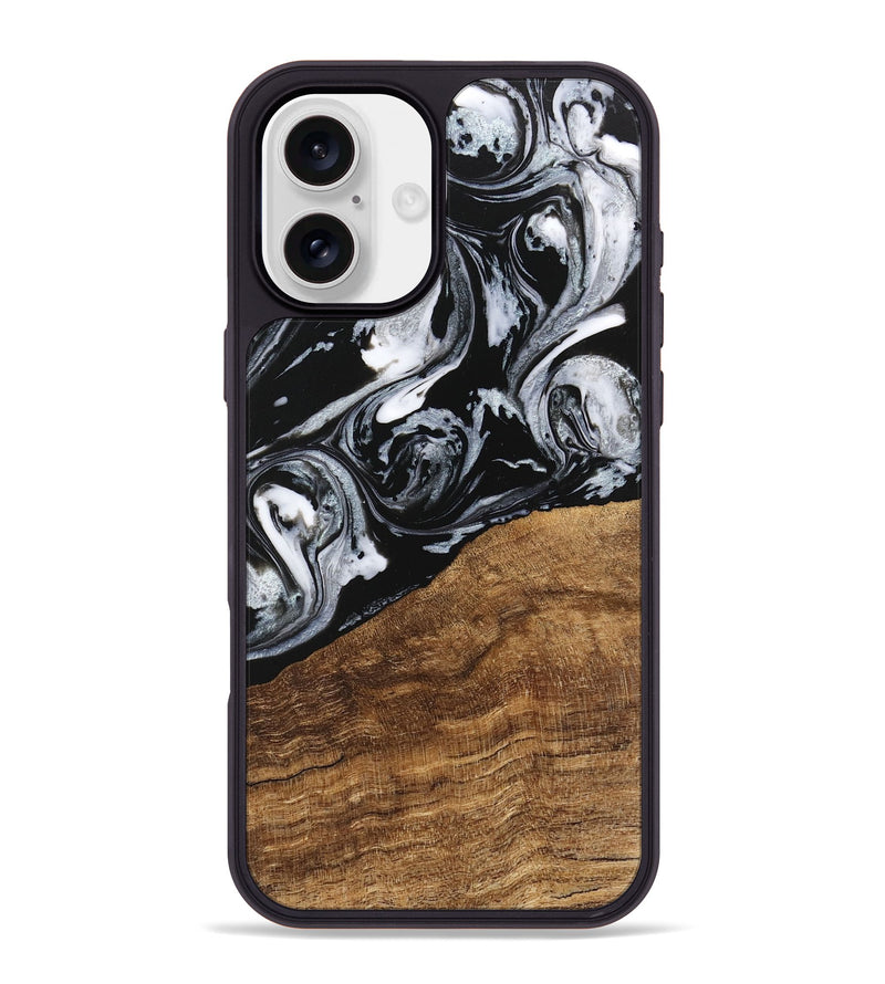 iPhone 16 Plus Wood Phone Case - Damari (Black & White, 746428)