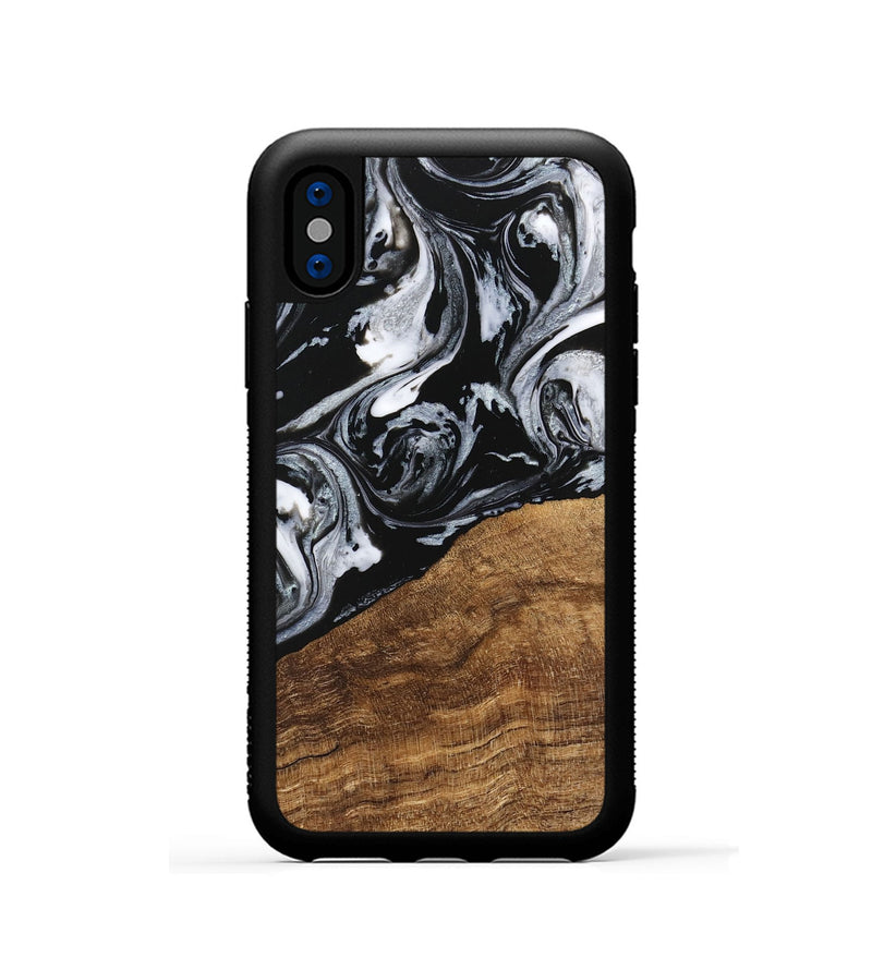 iPhone Xs Wood Phone Case - Damari (Black & White, 746428)