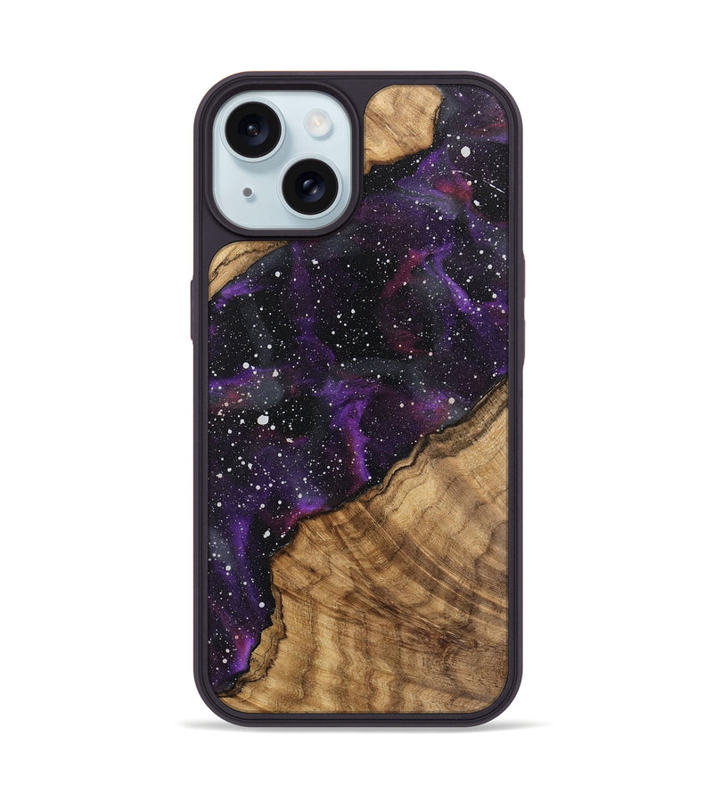 iPhone 15 Wood Phone Case - Pansy (Cosmos, 746429)