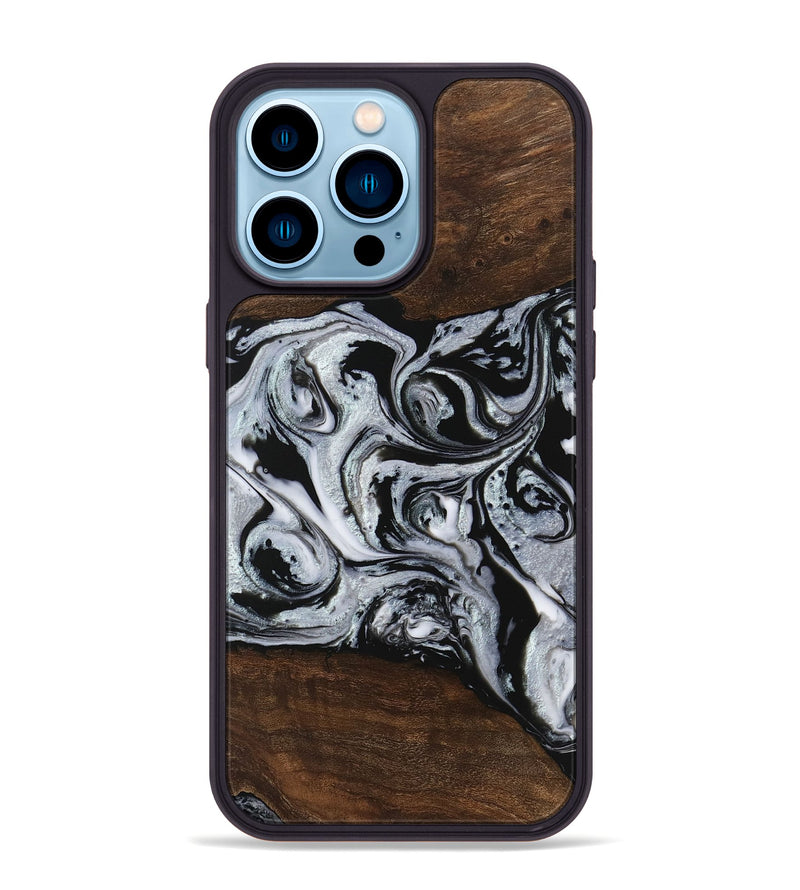 iPhone 14 Pro Max Wood Phone Case - Kyan (Black & White, 746432)