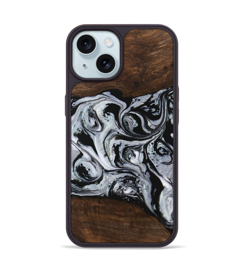 iPhone 15 Wood Phone Case - Kyan (Black & White, 746432)