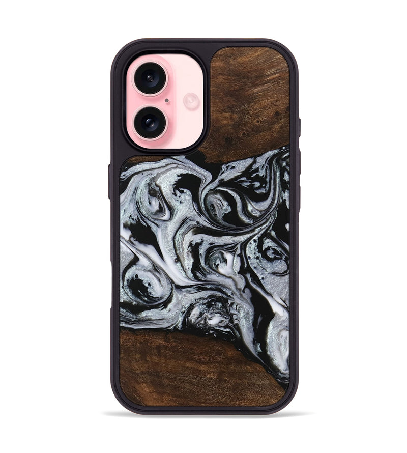 iPhone 16 Wood Phone Case - Kyan (Black & White, 746432)