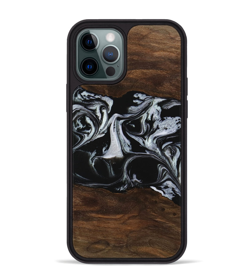 iPhone 12 Pro Max Wood Phone Case - Harris (Black & White, 746433)