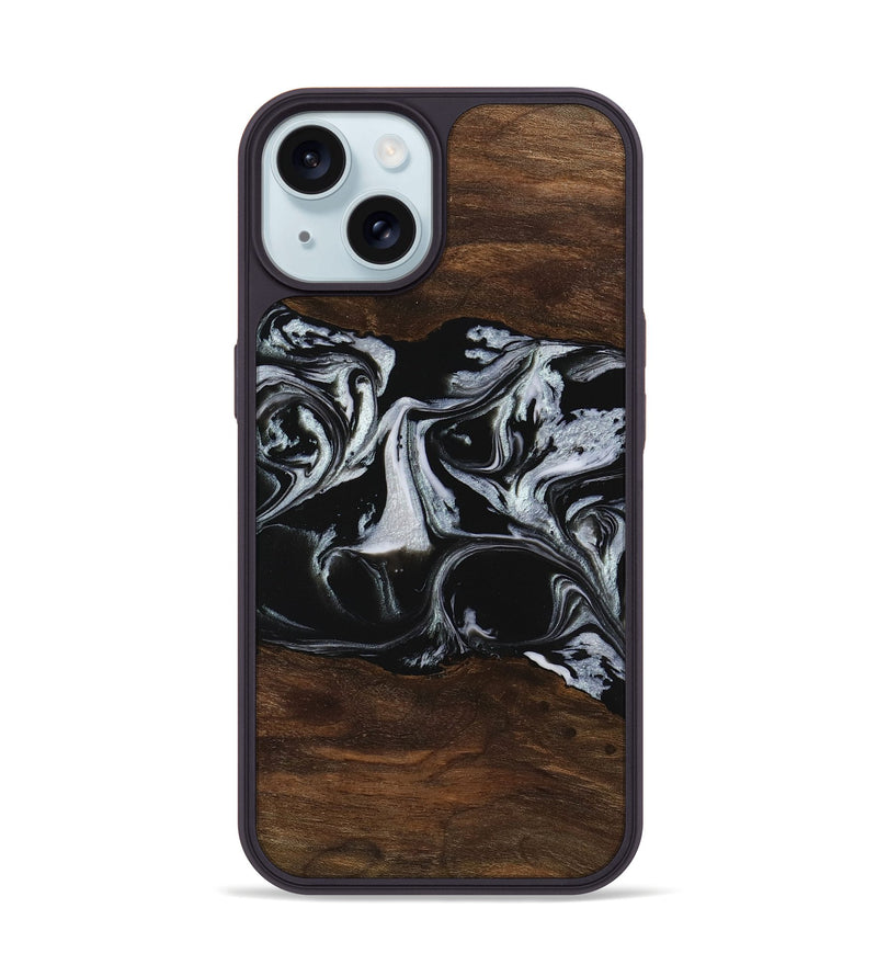 iPhone 15 Wood Phone Case - Harris (Black & White, 746433)