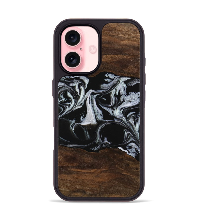 iPhone 16 Wood Phone Case - Harris (Black & White, 746433)