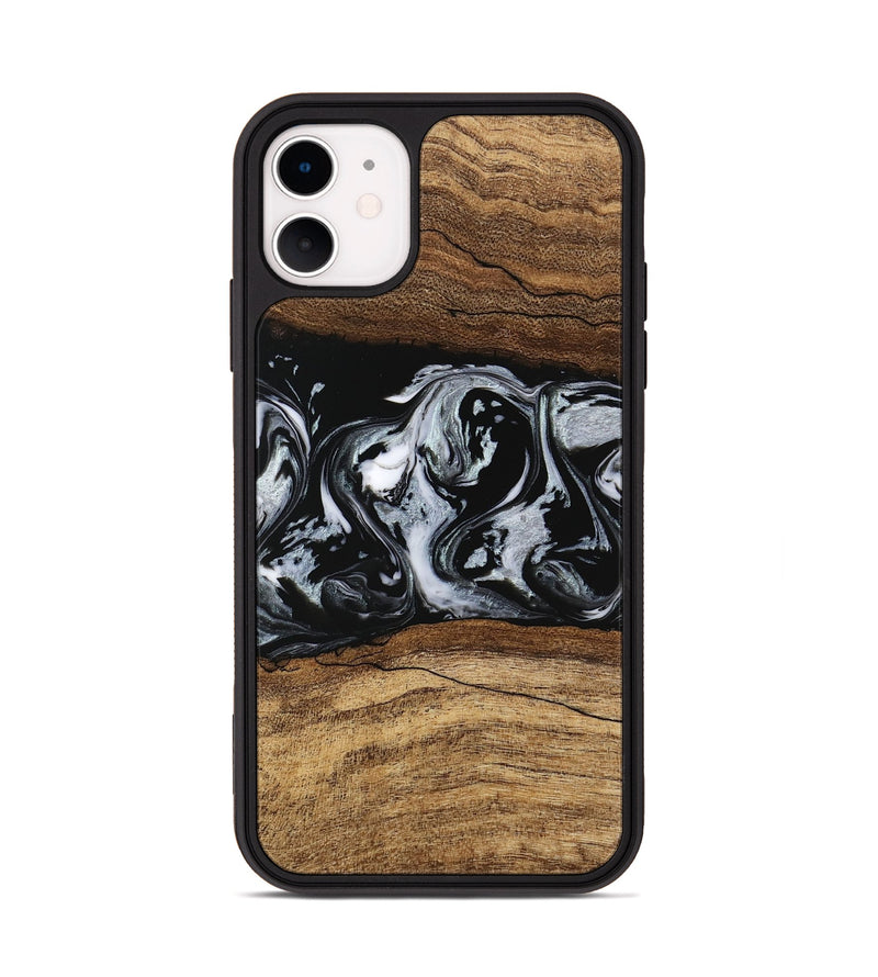 iPhone 11 Wood Phone Case - Britny (Black & White, 746435)