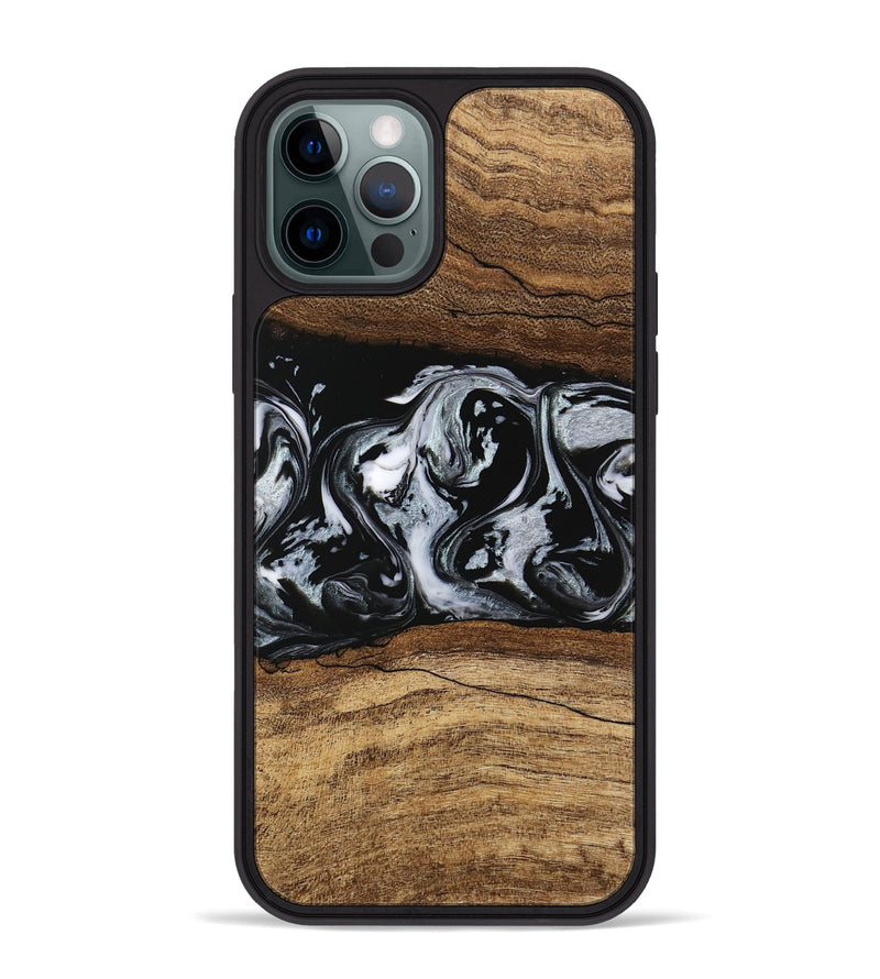 iPhone 12 Pro Max Wood Phone Case - Britny (Black & White, 746435)