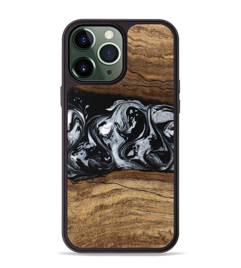 iPhone 13 Pro Max Wood Phone Case - Britny (Black & White, 746435)