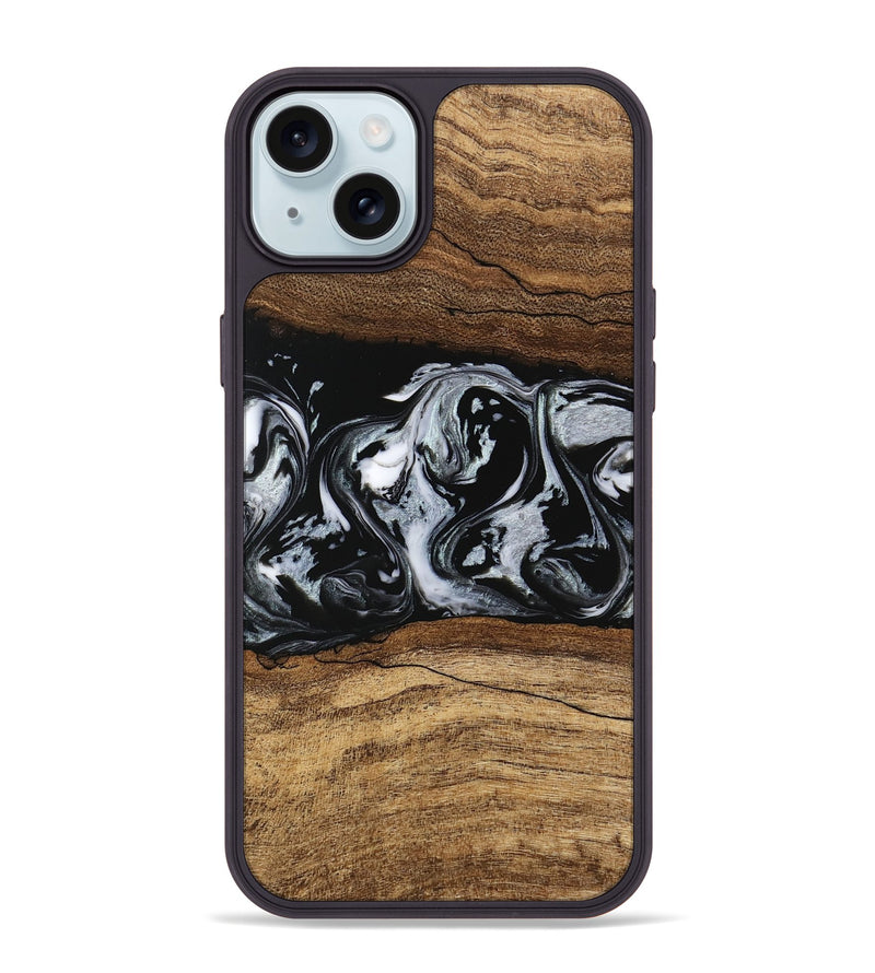 iPhone 15 Plus Wood Phone Case - Britny (Black & White, 746435)