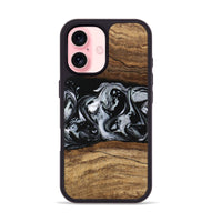 iPhone 16 Wood Phone Case - Britny (Black & White, 746435)