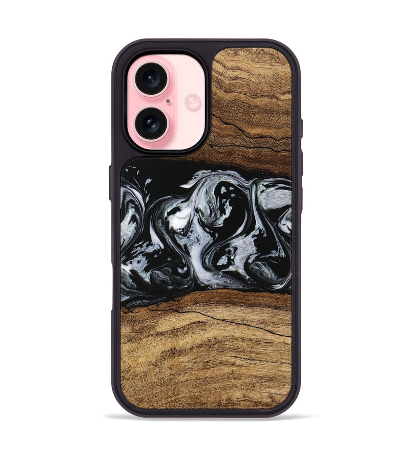 iPhone 16 Wood Phone Case - Britny (Black & White, 746435)