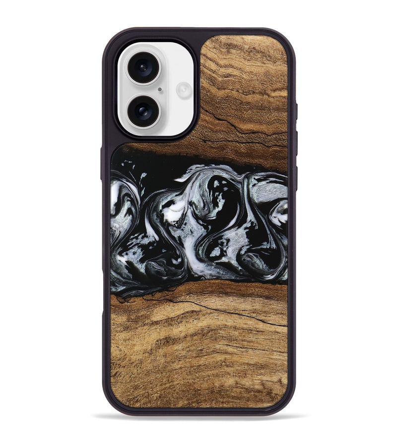 iPhone 16 Plus Wood Phone Case - Britny (Black & White, 746435)