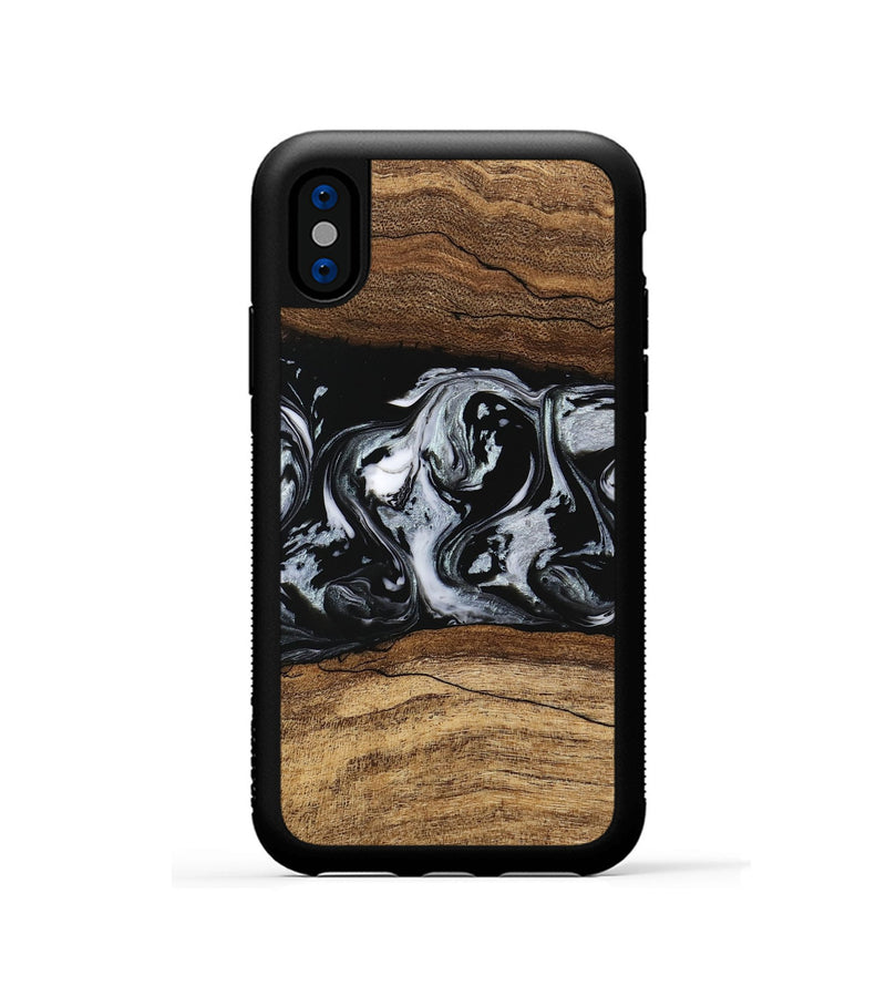 iPhone Xs Wood Phone Case - Britny (Black & White, 746435)