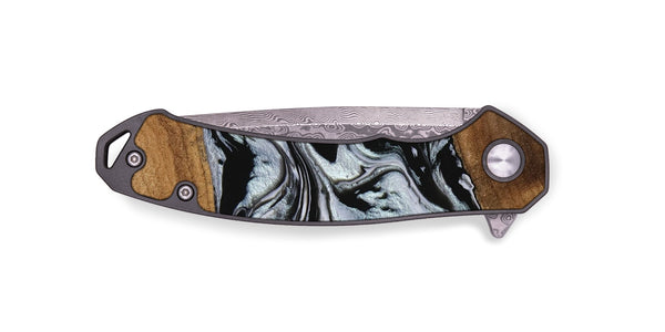 EDC Wood Pocket Knife - Myrtice (Black & White, 746437)