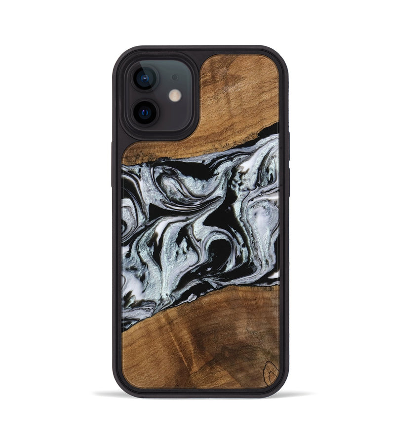 iPhone 12 Wood Phone Case - Myrtice (Black & White, 746437)