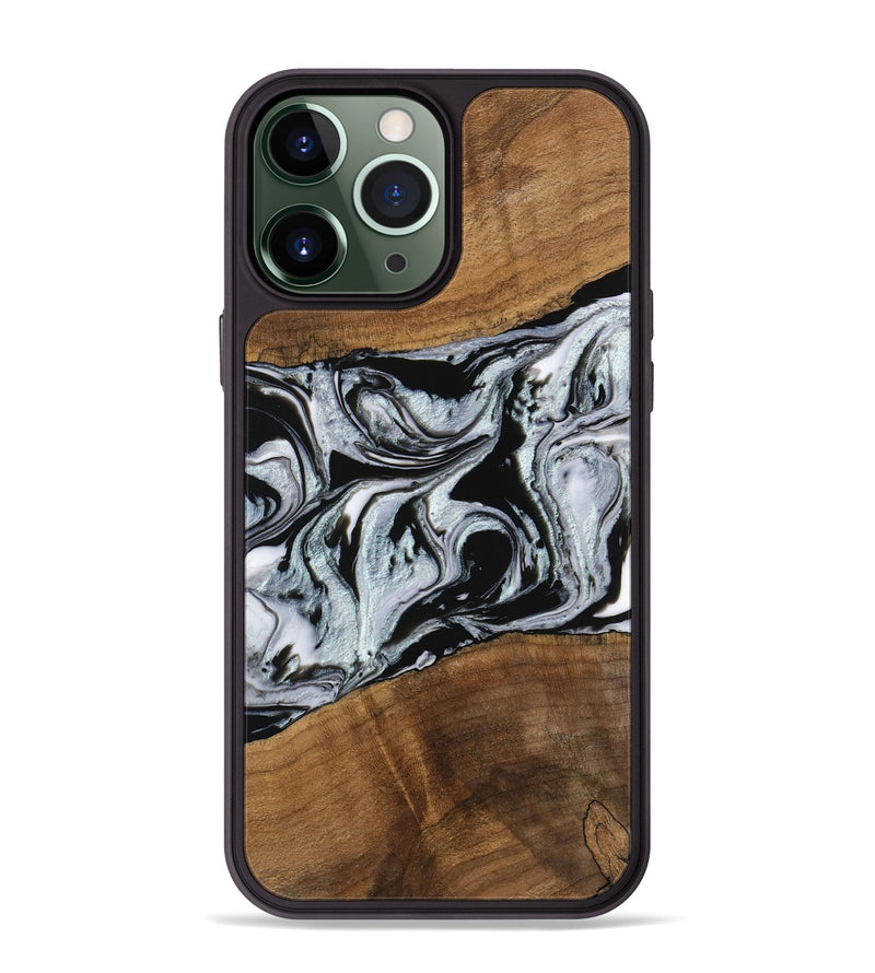 iPhone 13 Pro Max Wood Phone Case - Myrtice (Black & White, 746437)