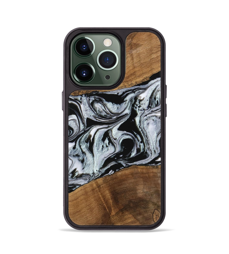 iPhone 13 Pro Wood Phone Case - Myrtice (Black & White, 746437)