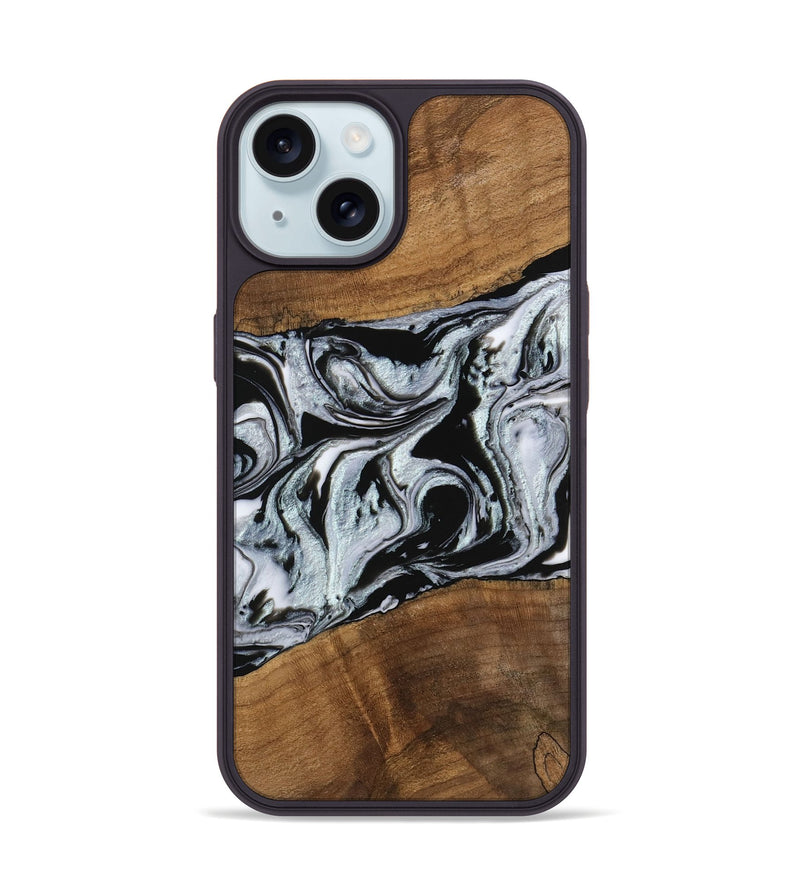 iPhone 15 Wood Phone Case - Myrtice (Black & White, 746437)