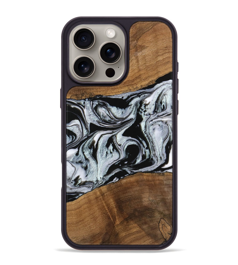 iPhone 16 Pro Max Wood Phone Case - Myrtice (Black & White, 746437)