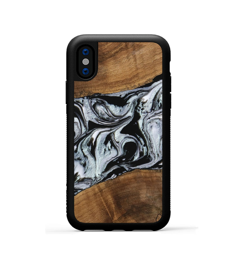 iPhone Xs Wood Phone Case - Myrtice (Black & White, 746437)