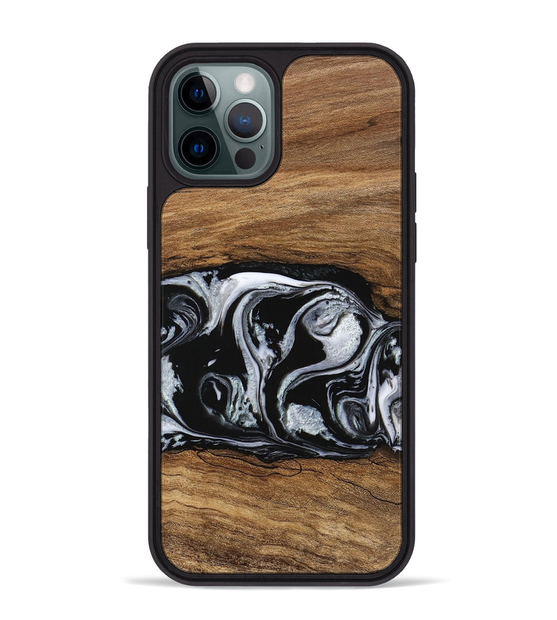 iPhone 12 Pro Max Wood Phone Case - Barb (Black & White, 746439)