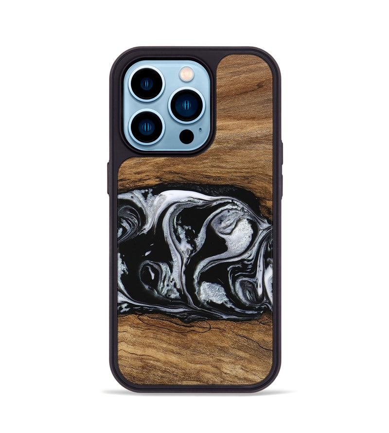 iPhone 14 Pro Wood Phone Case - Barb (Black & White, 746439)