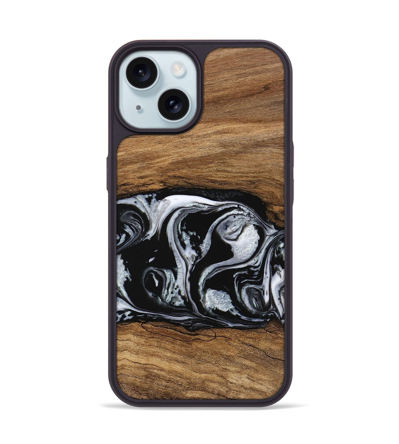 iPhone 15 Wood Phone Case - Barb (Black & White, 746439)