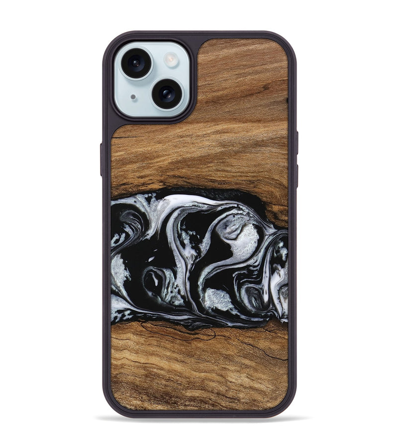 iPhone 15 Plus Wood Phone Case - Barb (Black & White, 746439)