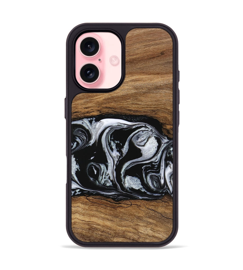 iPhone 16 Wood Phone Case - Barb (Black & White, 746439)