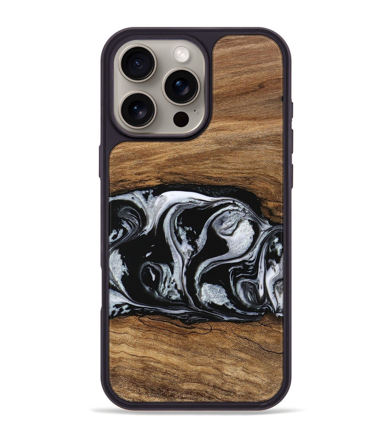 iPhone 16 Pro Max Wood Phone Case - Barb (Black & White, 746439)