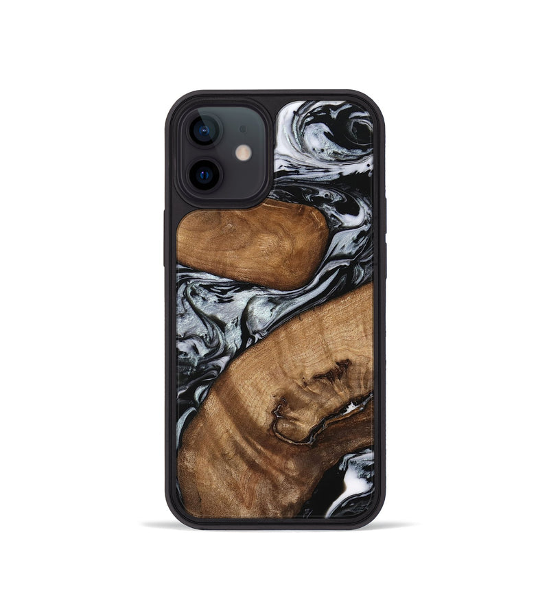 iPhone 12 mini Wood Phone Case - Doretha (Black & White, 746440)