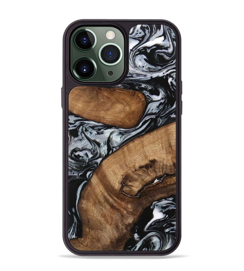 iPhone 13 Pro Max Wood Phone Case - Doretha (Black & White, 746440)