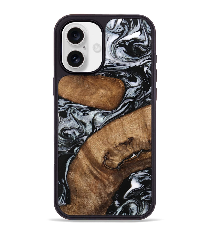 iPhone 16 Plus Wood Phone Case - Doretha (Black & White, 746440)