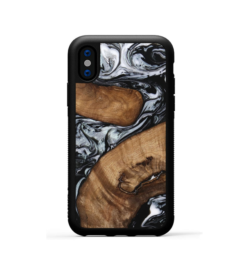 iPhone Xs Wood Phone Case - Doretha (Black & White, 746440)