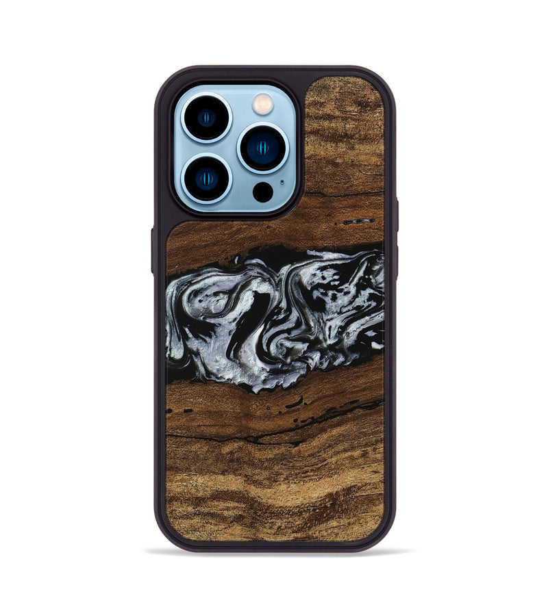 iPhone 14 Pro Wood Phone Case - Xena (Black & White, 746442)