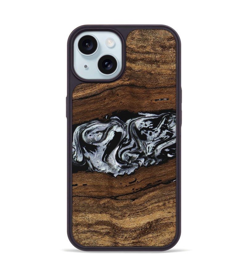 iPhone 15 Wood Phone Case - Xena (Black & White, 746442)