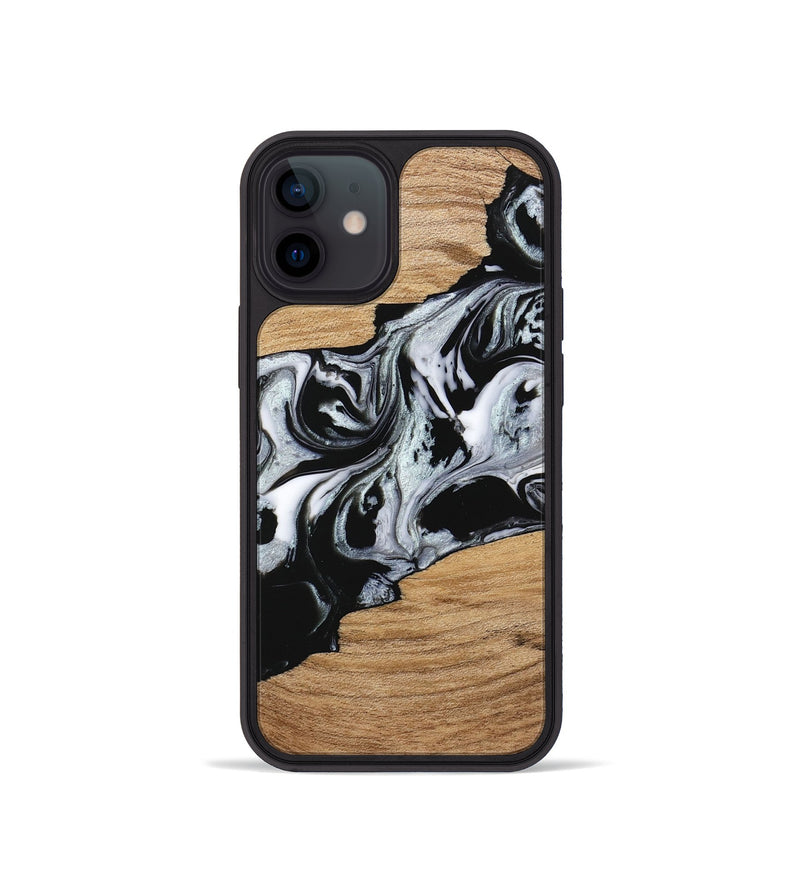 iPhone 12 mini Wood Phone Case - Keara (Black & White, 746443)