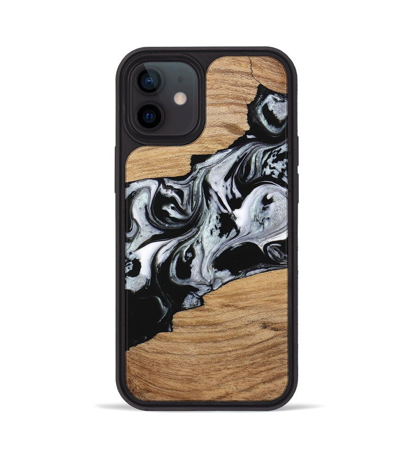 iPhone 12 Wood Phone Case - Keara (Black & White, 746443)