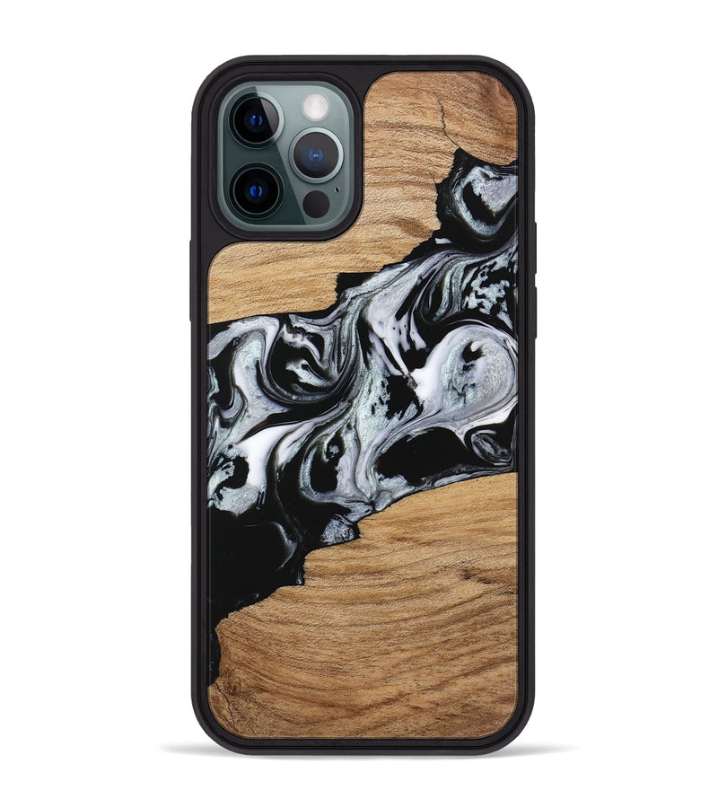 iPhone 12 Pro Max Wood Phone Case - Keara (Black & White, 746443)