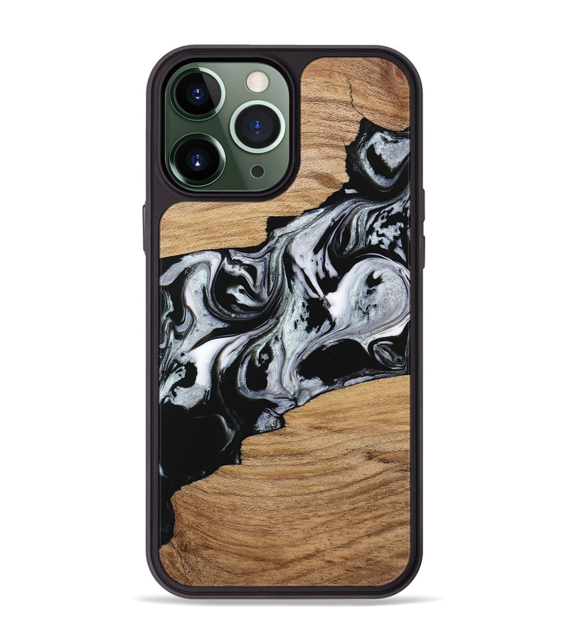 iPhone 13 Pro Max Wood Phone Case - Keara (Black & White, 746443)