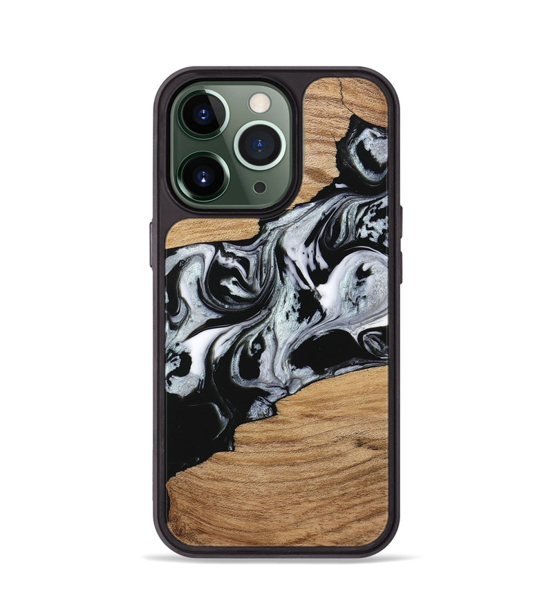 iPhone 13 Pro Wood Phone Case - Keara (Black & White, 746443)