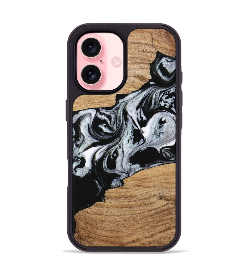 iPhone 16 Wood Phone Case - Keara (Black & White, 746443)