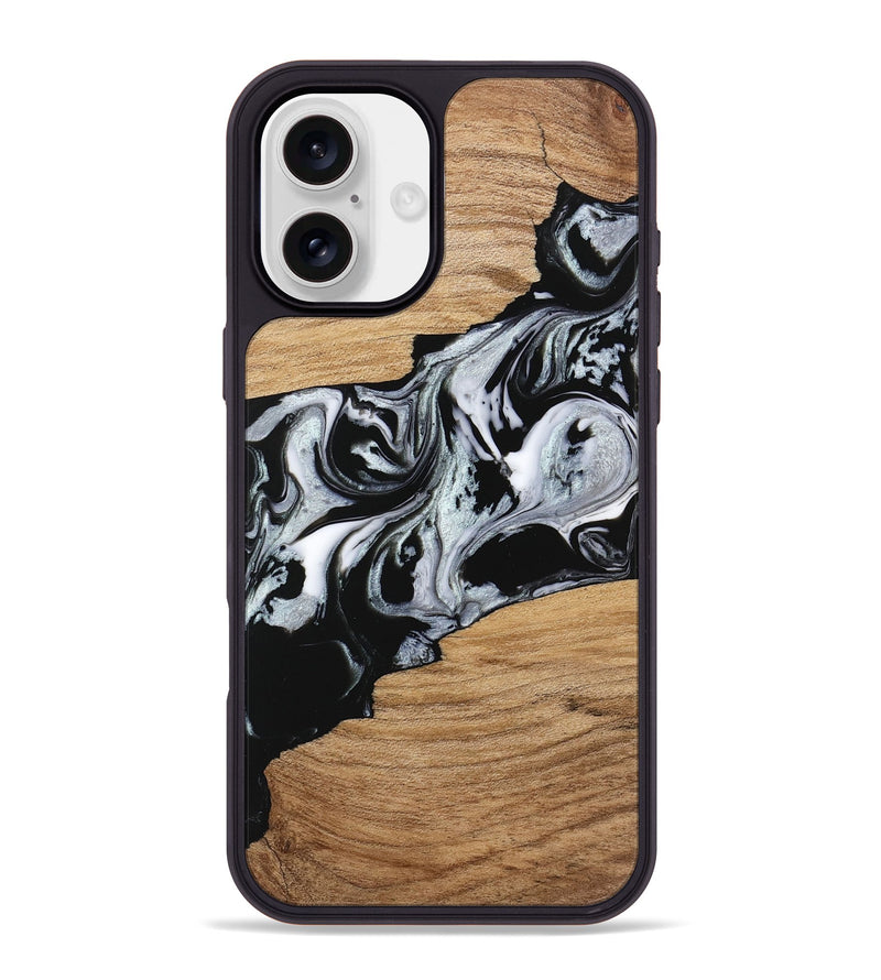 iPhone 16 Plus Wood Phone Case - Keara (Black & White, 746443)