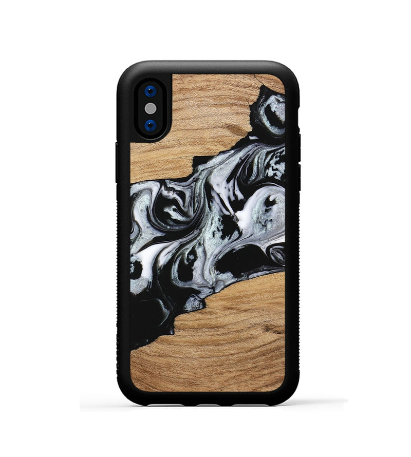 iPhone Xs Wood Phone Case - Keara (Black & White, 746443)