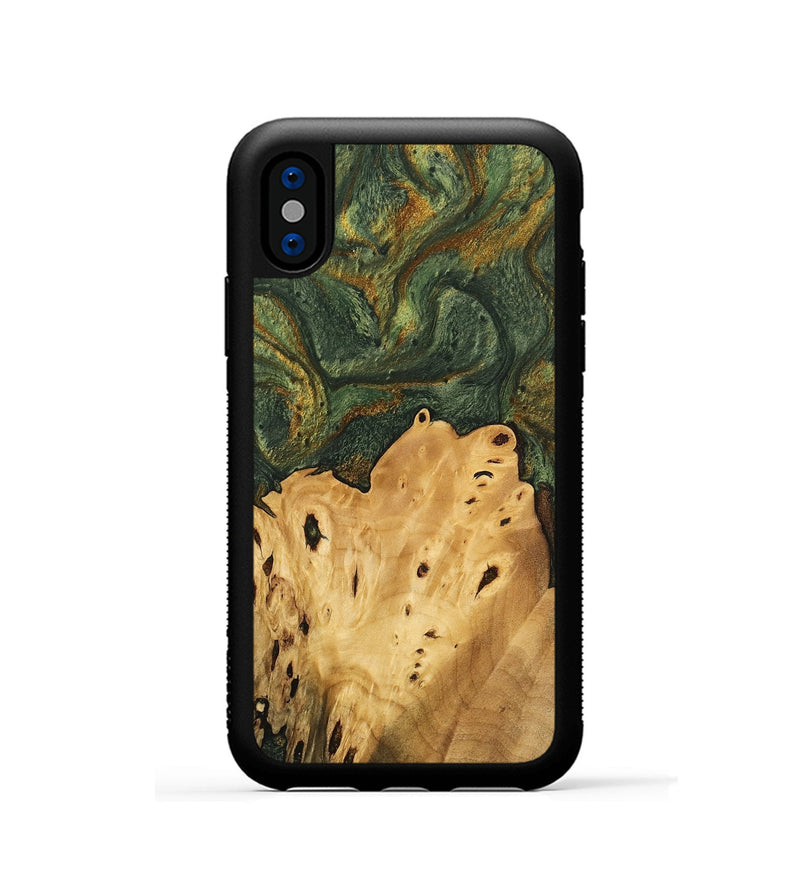 iPhone Xs Wood Phone Case - Connor (Green, 746445)