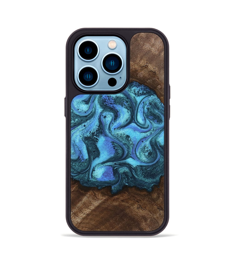 iPhone 14 Pro Wood Phone Case - Alaya (Blue, 746448)